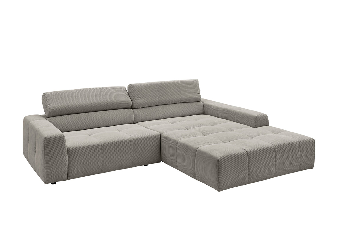 KAWOLA Sofa RENO Ecksofa Feincord grau