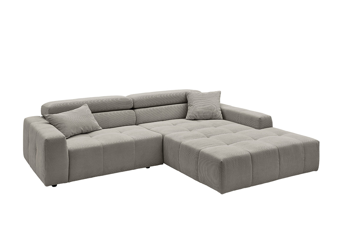 KAWOLA Sofa RENO Ecksofa Feincord grau