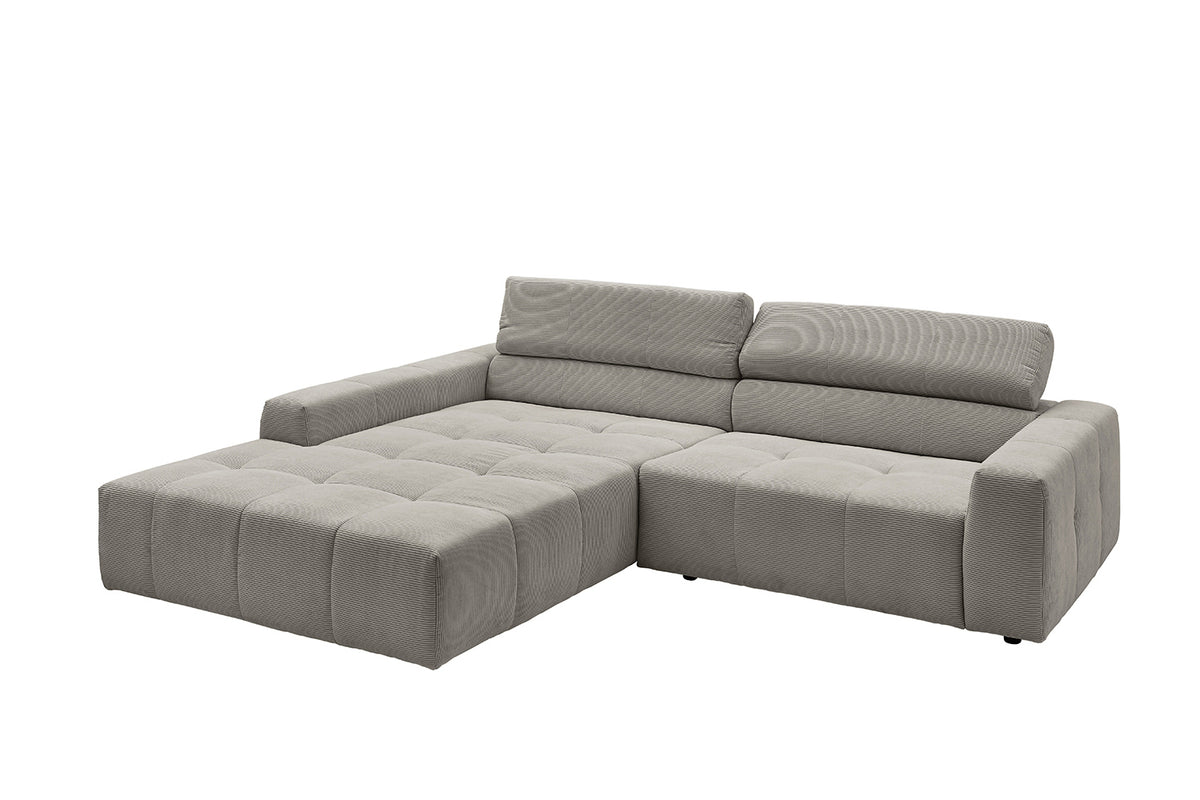 KAWOLA Sofa RENO Ecksofa Feincord grau