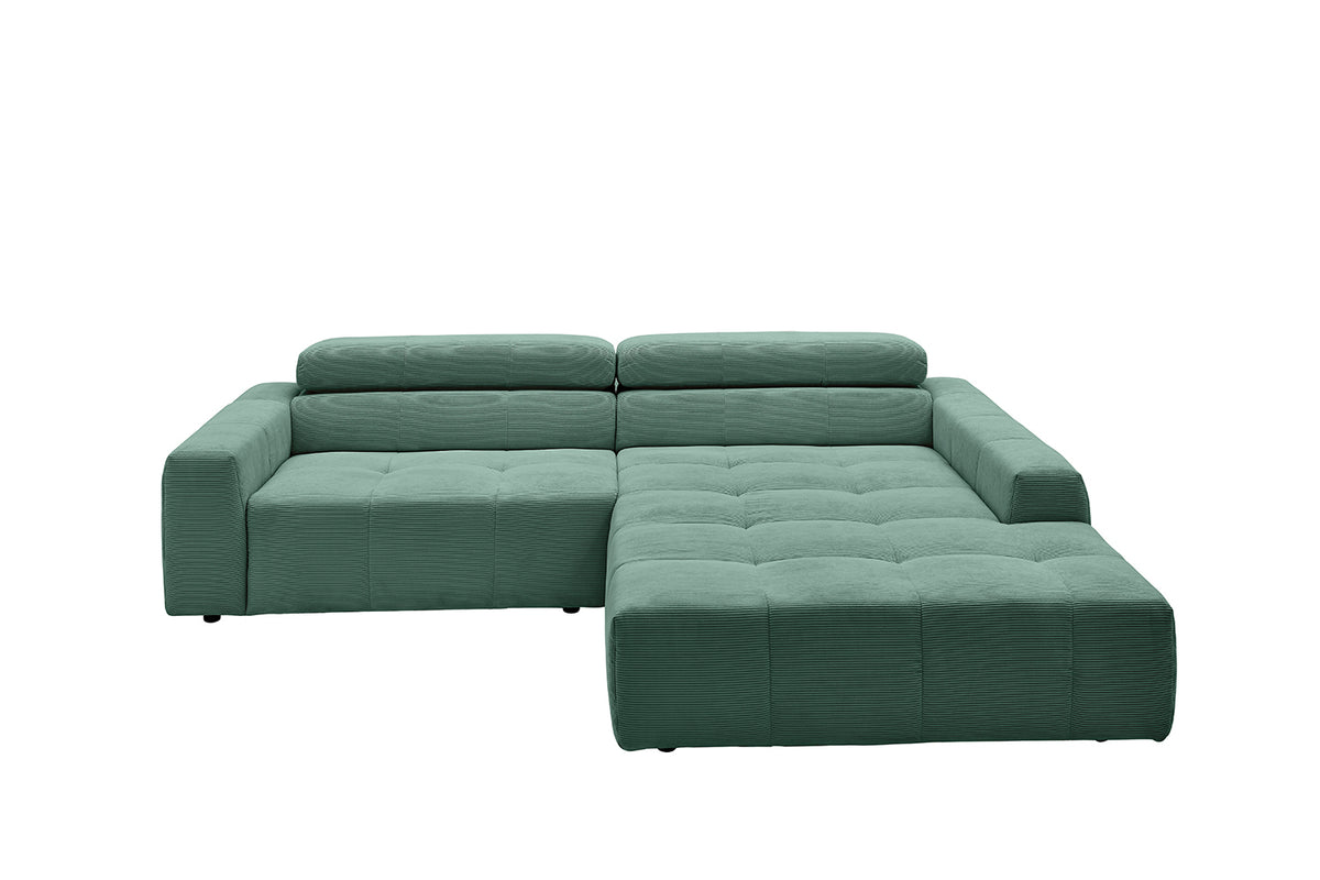 KAWOLA Sofa RENO Ecksofa Feincord grün