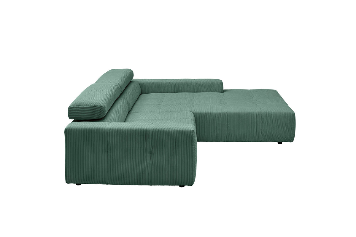 KAWOLA Sofa RENO Ecksofa Feincord grün