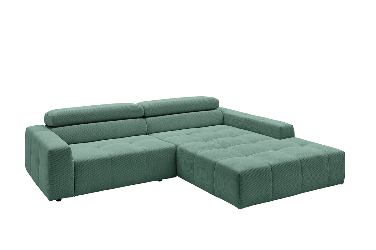 KAWOLA Sofa RENO Ecksofa Feincord grün