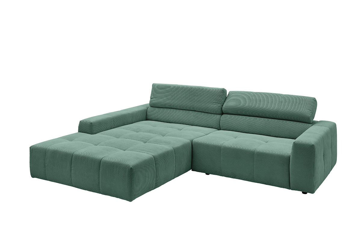 KAWOLA Sofa RENO Ecksofa Feincord grün