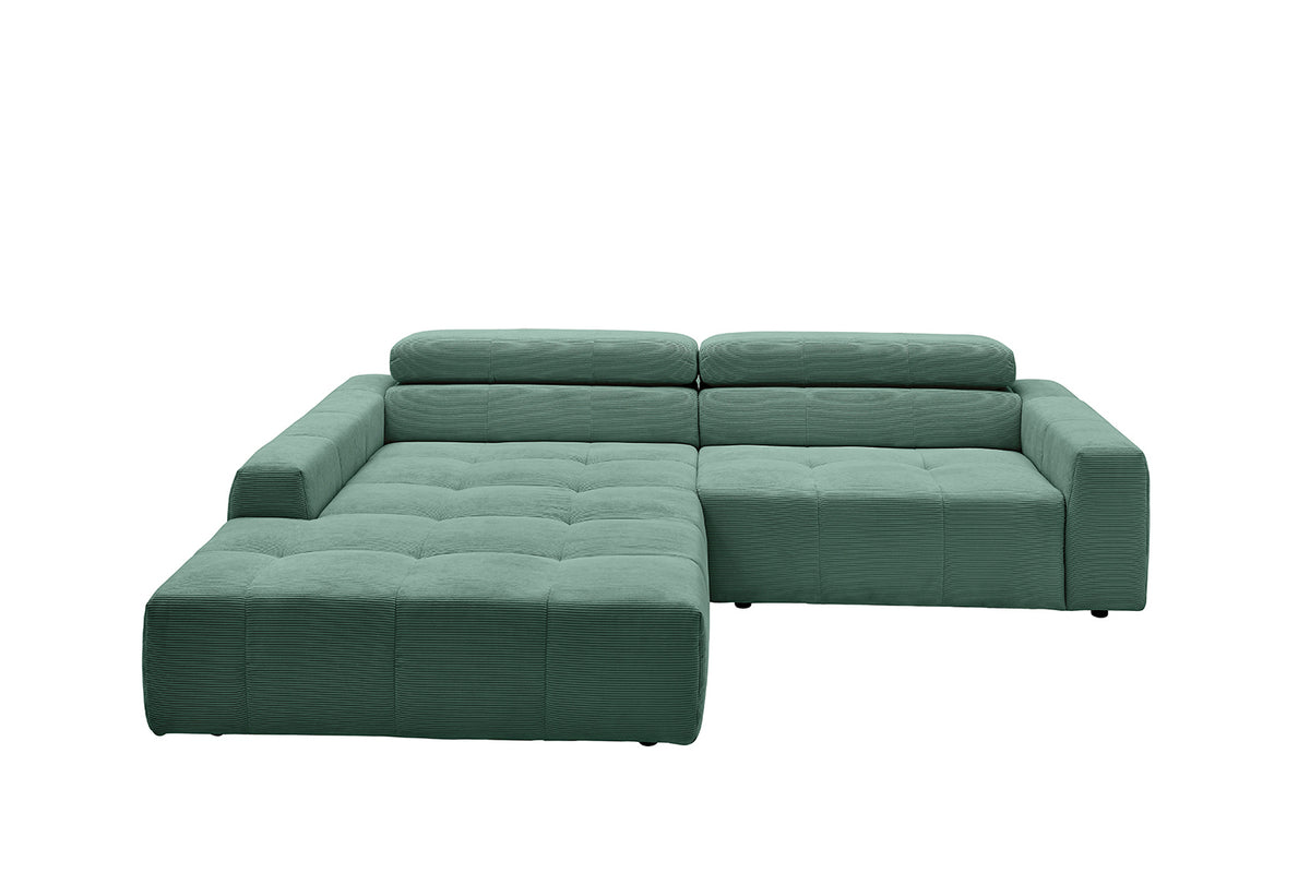 KAWOLA Sofa RENO Ecksofa Feincord grün