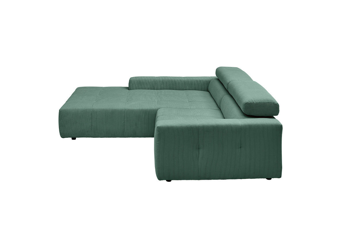 KAWOLA Sofa RENO Ecksofa Feincord grün