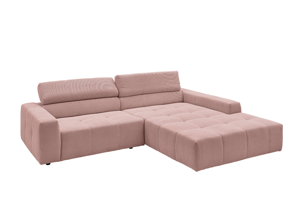 KAWOLA Sofa RENO Ecksofa Feincord rosa