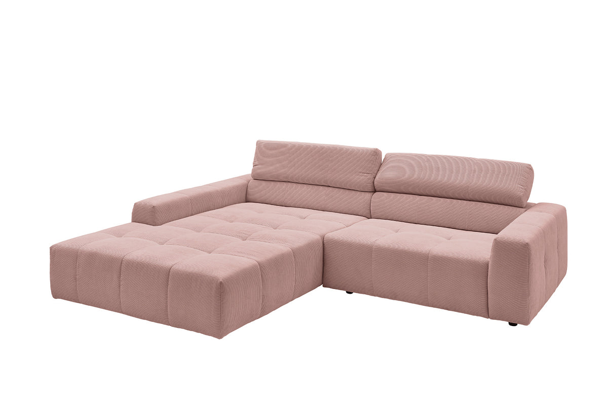 KAWOLA Sofa RENO Ecksofa Feincord rosa