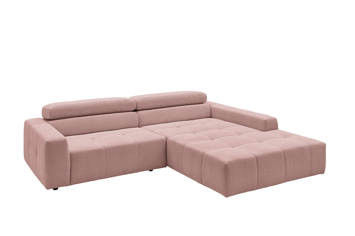 KAWOLA Sofa RENO Ecksofa Feincord rosa