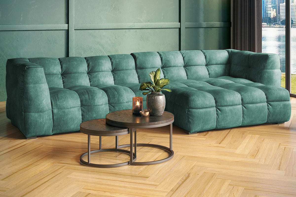 KAWOLA Sofa ROSARIO Ecksofa Velvet petrol