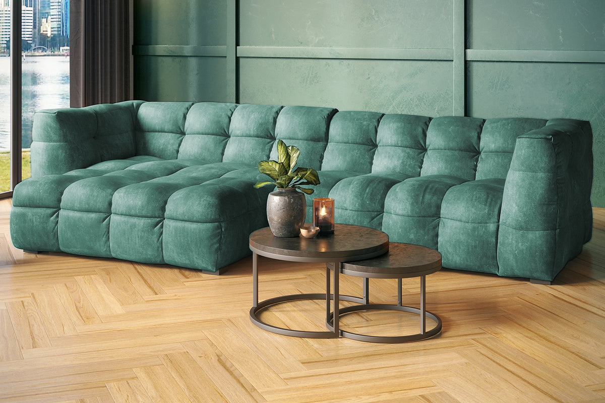 KAWOLA Sofa ROSARIO Ecksofa Velvet petrol