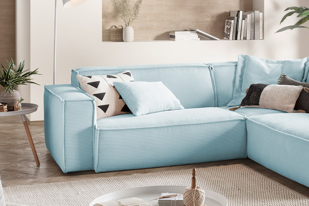 KAWOLA Sofa SAMU Ecksofa Cord hellblau