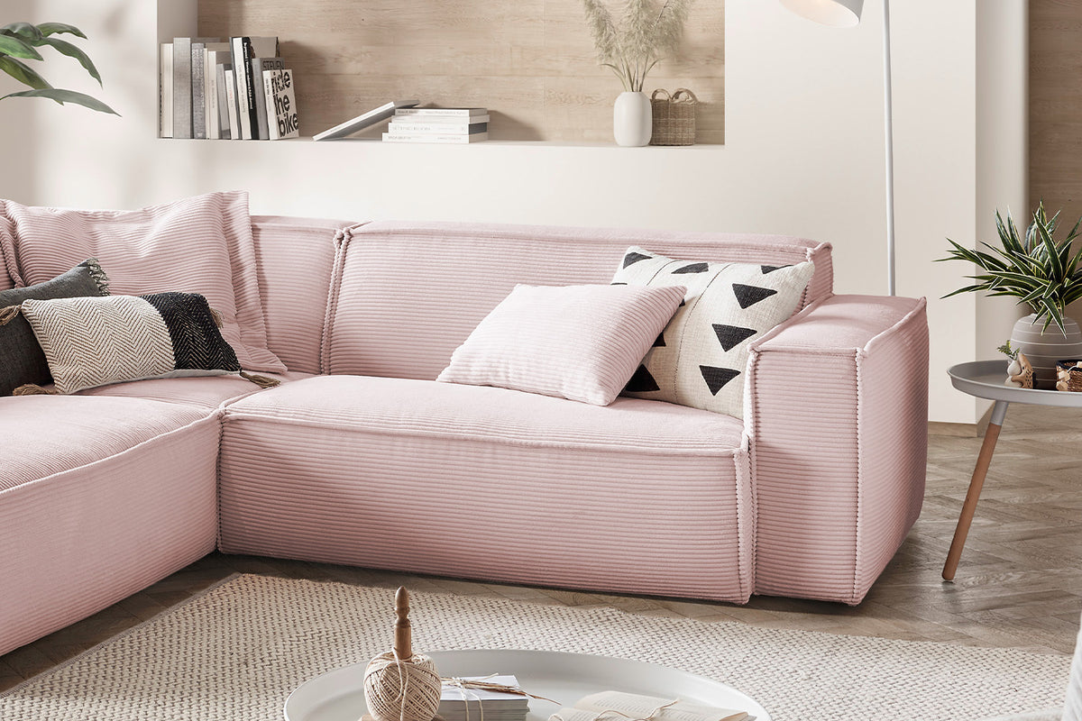 KAWOLA Sofa SAMU Ecksofa Cord rosa
