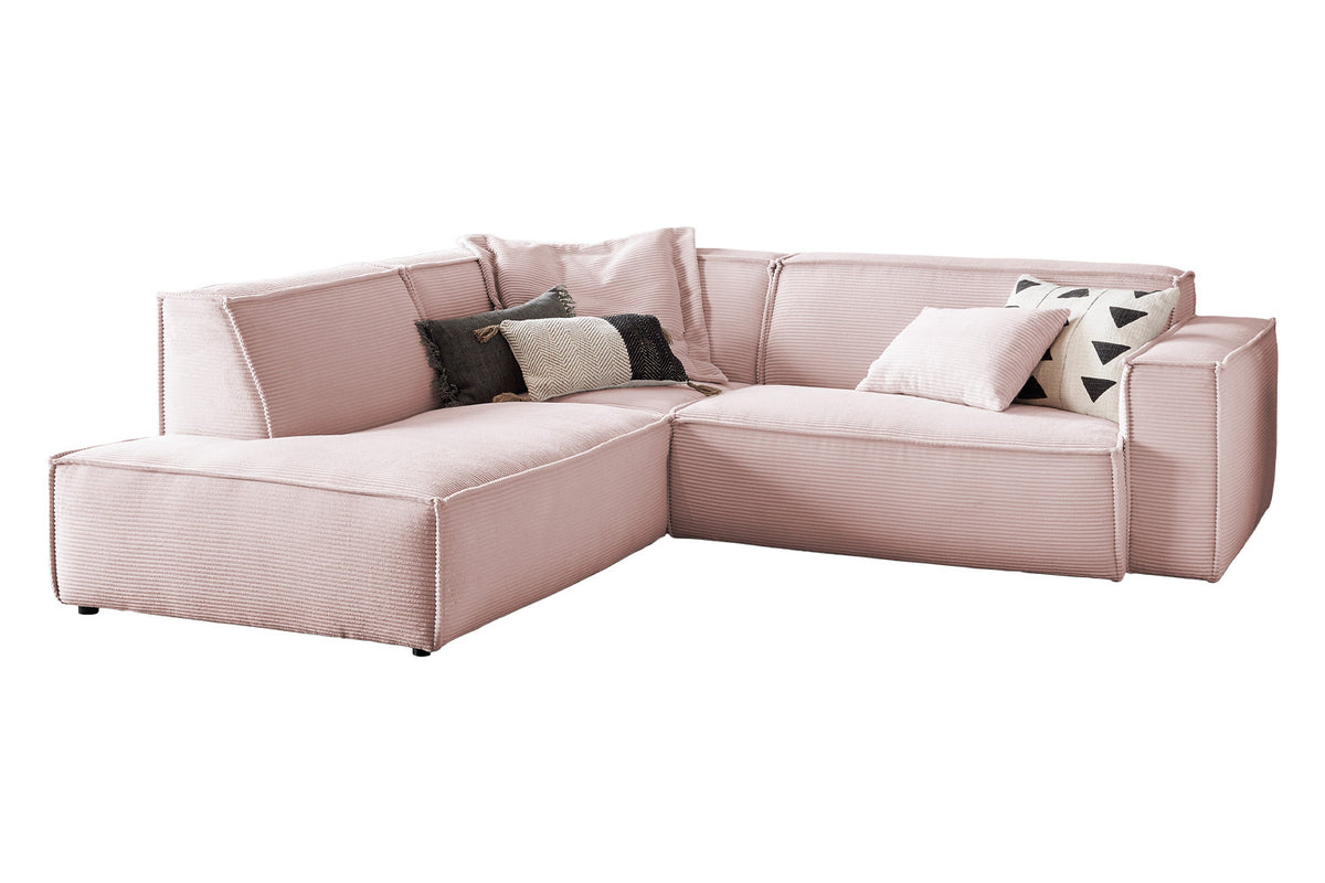 KAWOLA Sofa SAMU Ecksofa Cord rosa