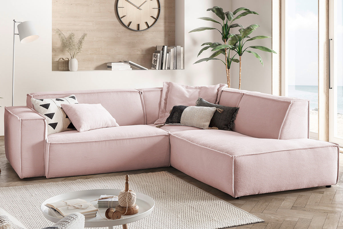 KAWOLA Sofa SAMU Ecksofa Cord rosa
