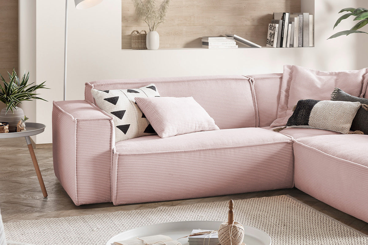 KAWOLA Sofa SAMU Ecksofa Cord rosa
