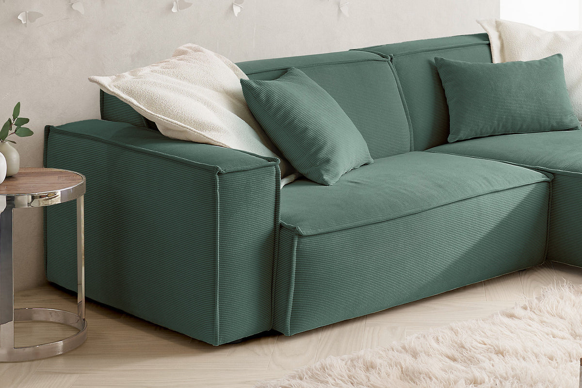 KAWOLA Sofa SAMU Ecksofa Feincord grün