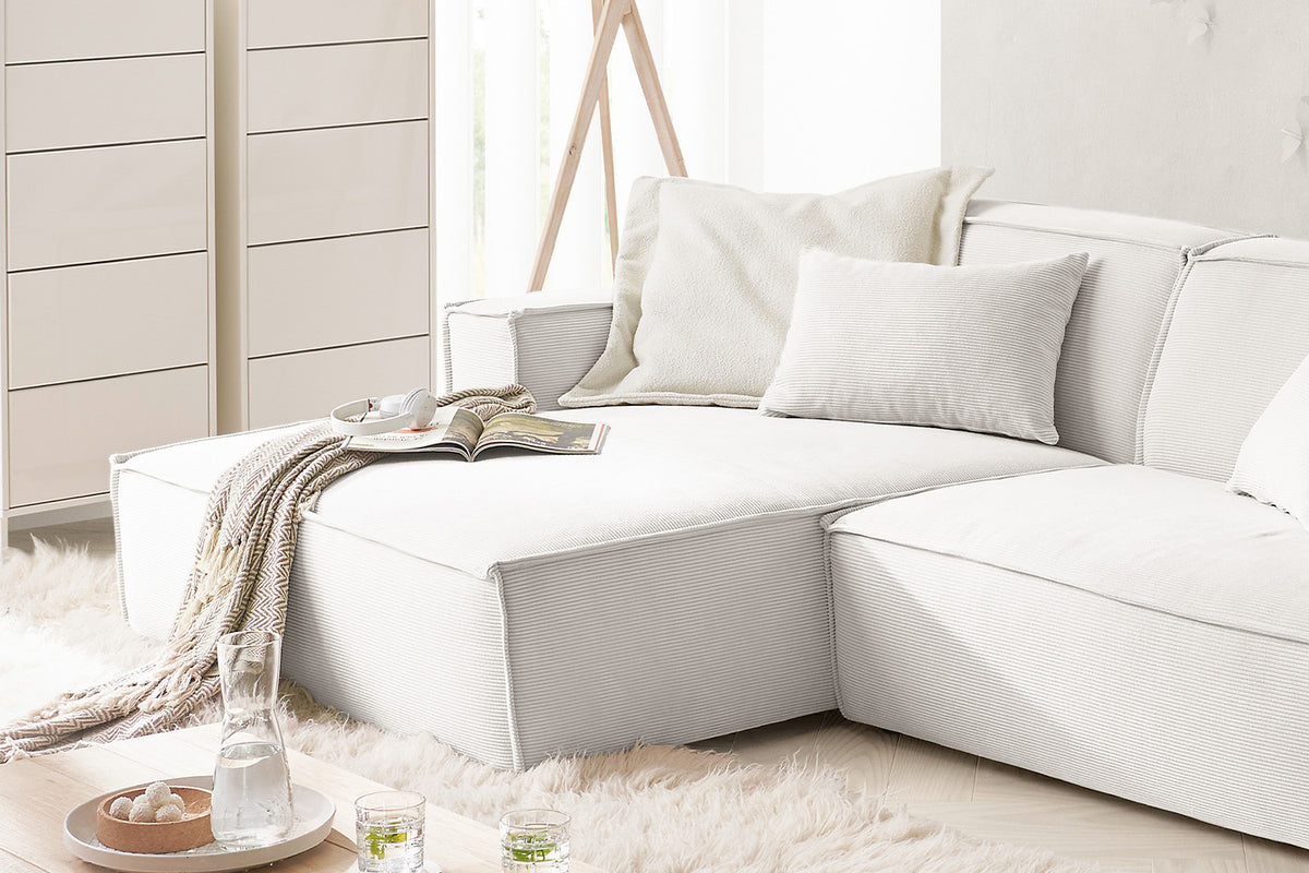 KAWOLA Sofa SAMU Ecksofa Feincord weiß