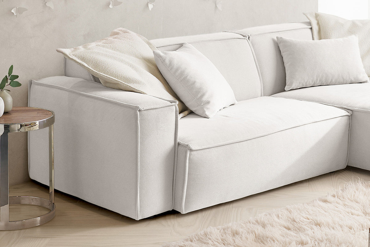 KAWOLA Sofa SAMU Ecksofa Feincord weiß