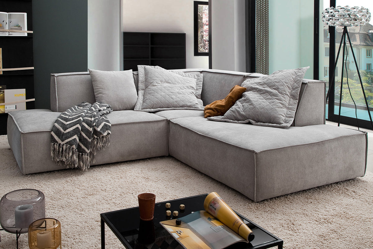 KAWOLA Sofa SAMU Ecksofa Stoff silber