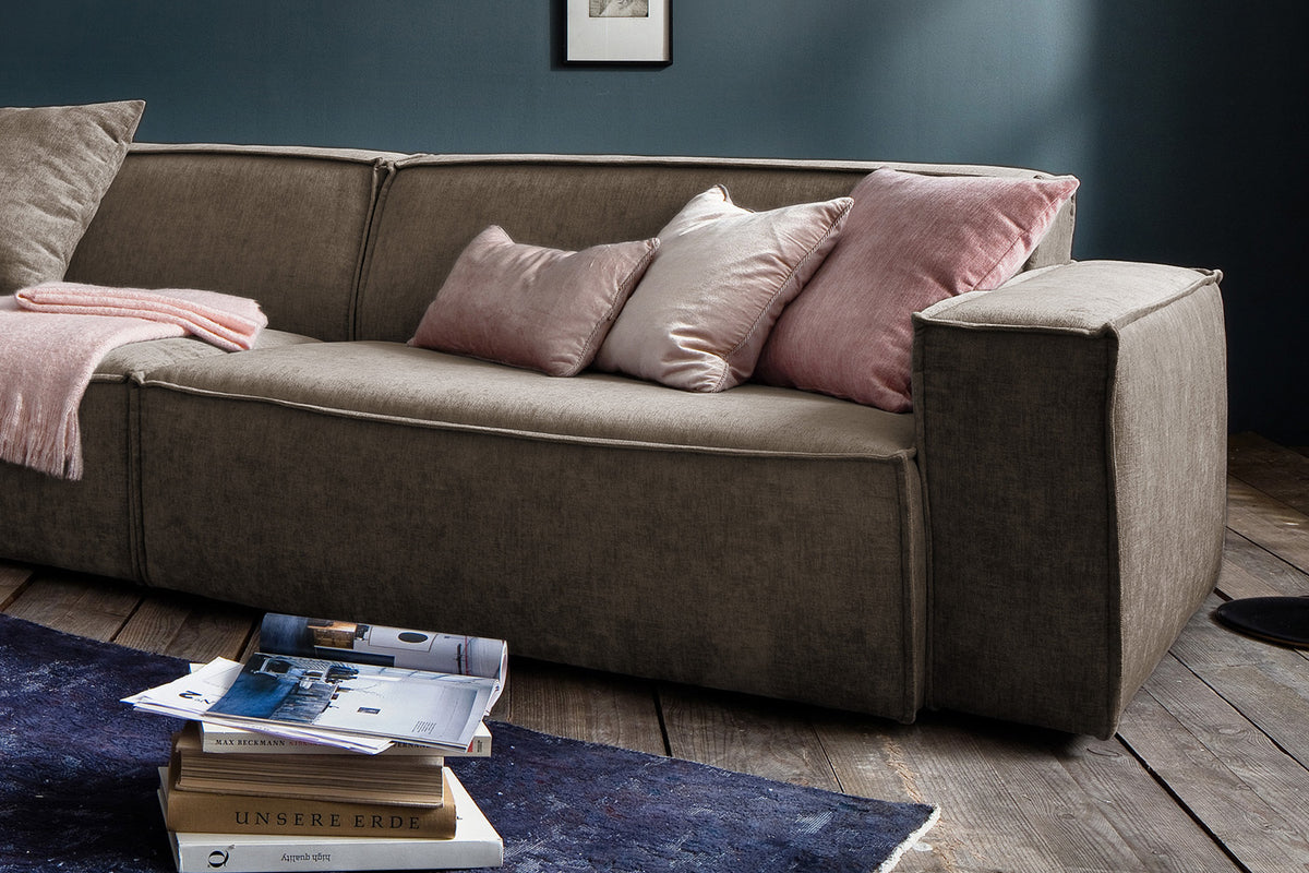 KAWOLA Sofa SAMU Riesensofa Stoff dunkelbraun