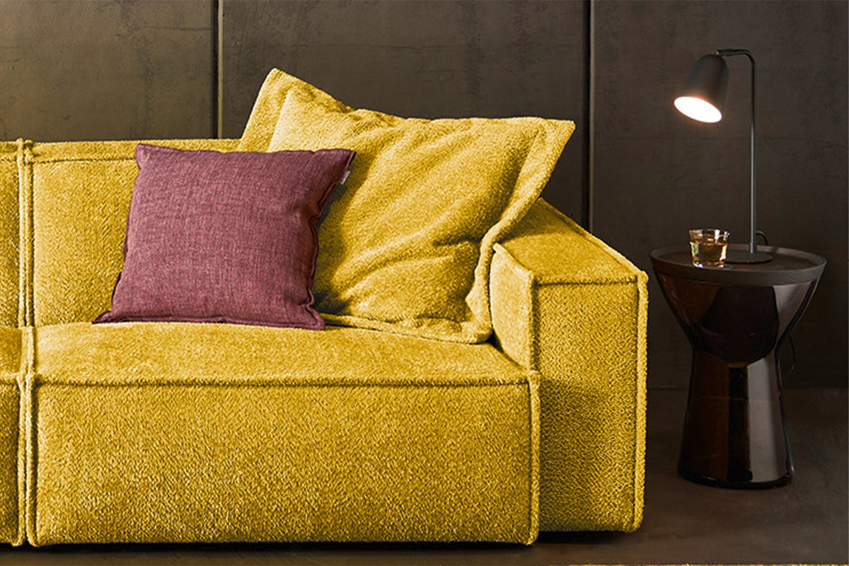 KAWOLA Sofa SAMU Stoff gelb