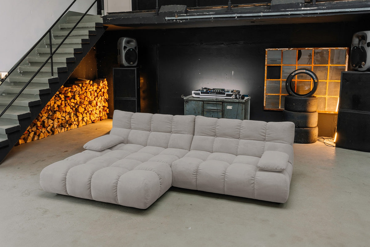 KAWOLA Sofa VIVIEN Ecksofa Feincord grau