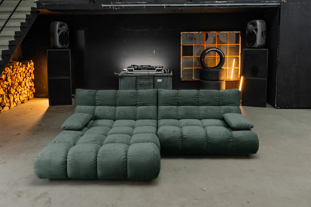KAWOLA Sofa VIVIEN Ecksofa Feincord grün