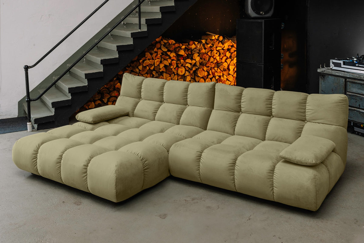 KAWOLA Sofa VIVIEN Ecksofa Velvet oliv