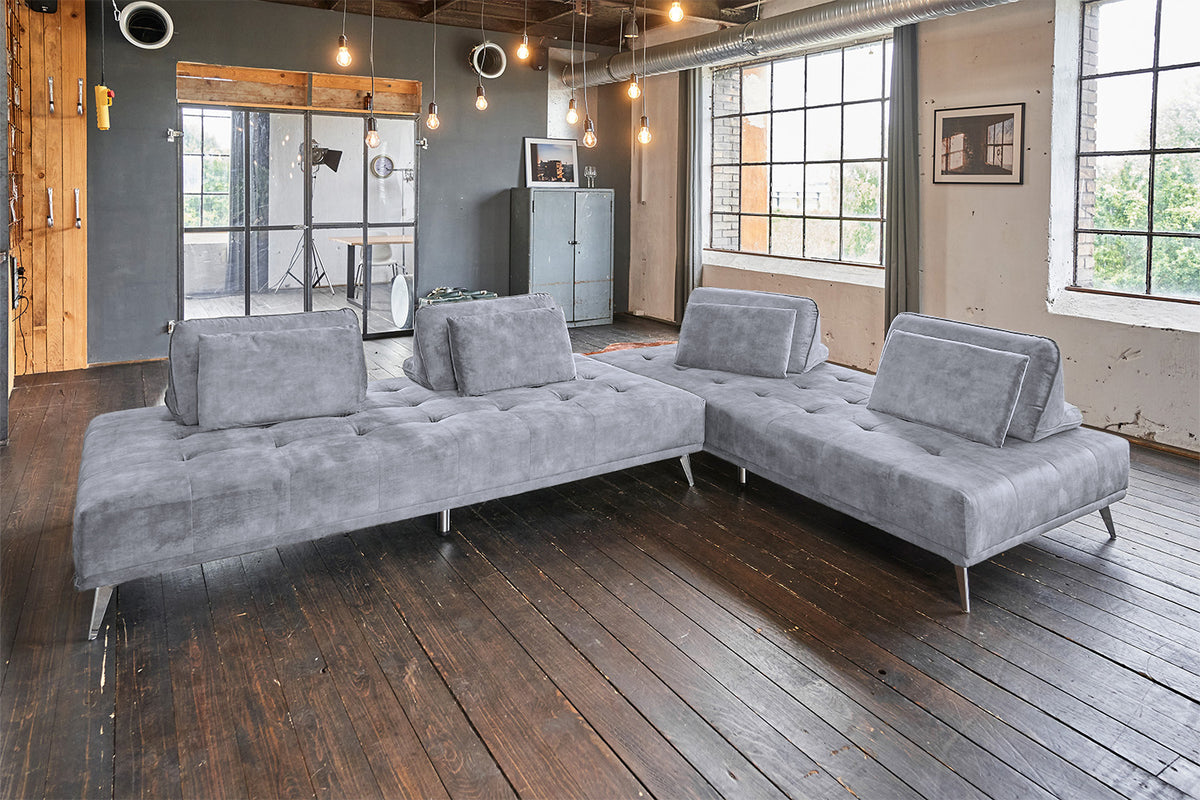KAWOLA Sofa WIOLO Ecksofa velvet grau