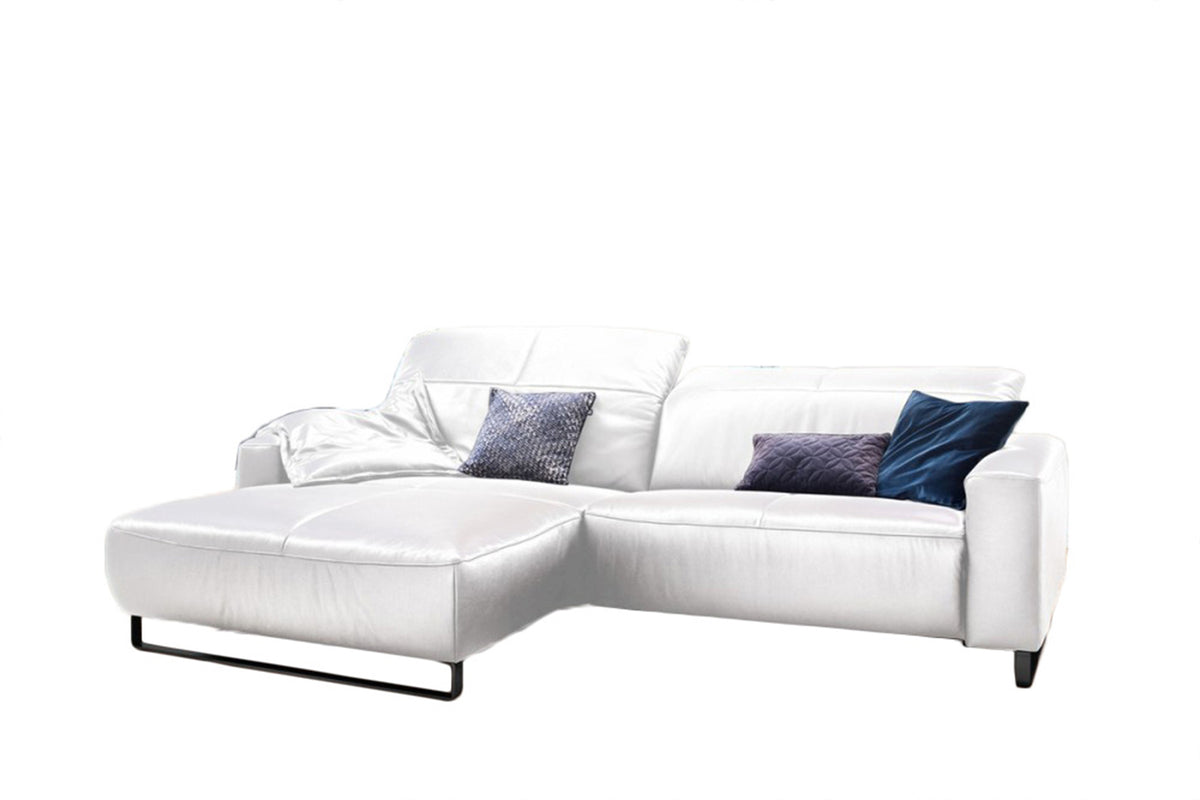 KAWOLA Sofa YORK Leder Recamiere white
