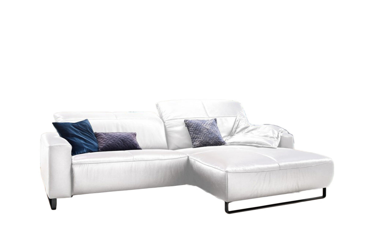 KAWOLA Sofa YORK Leder Recamiere white