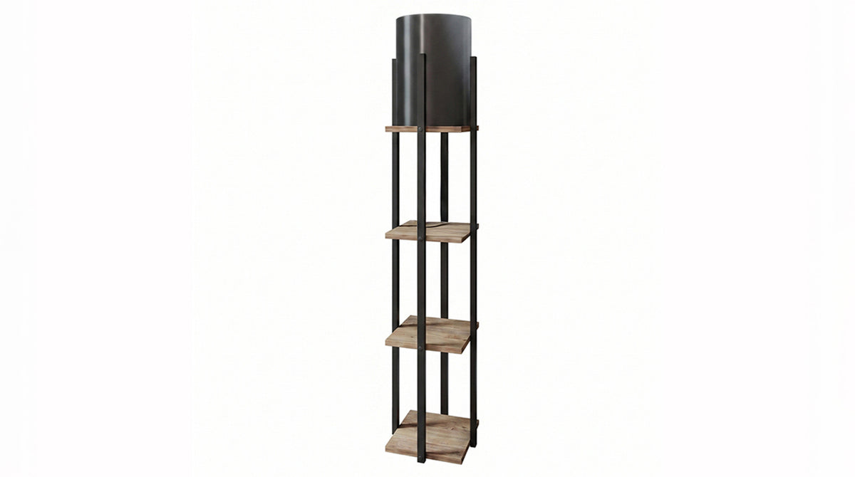 KAWOLA Stehlampe XELIA Holz schwarz natur