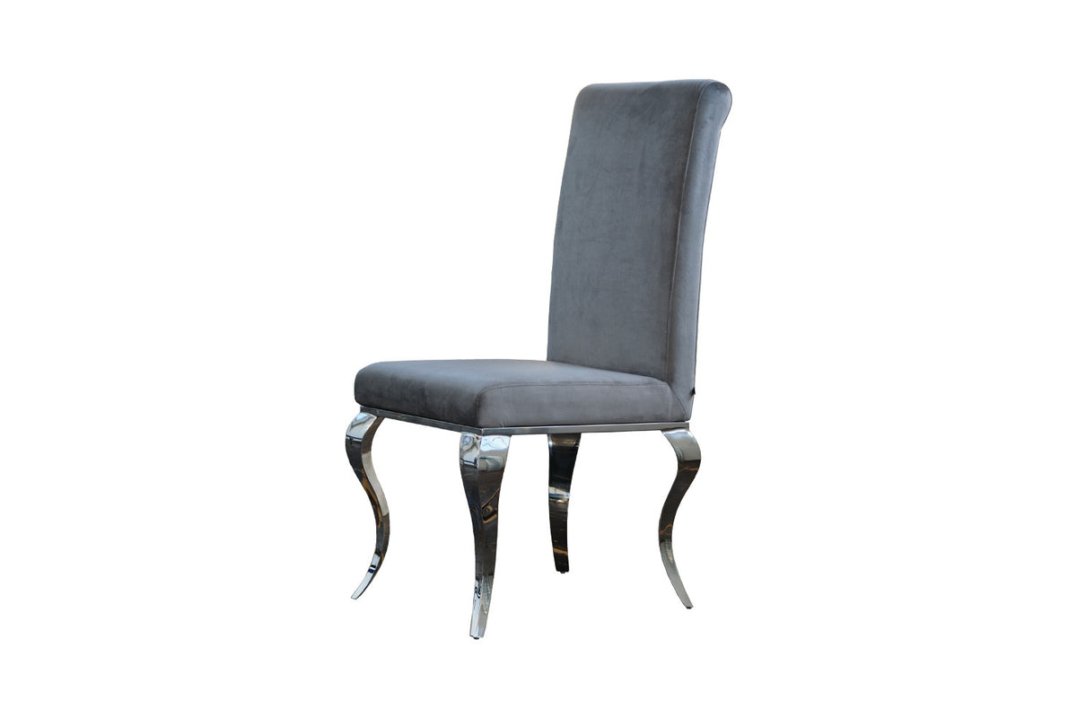 KAWOLA Stuhl LEIA Esszimmerstuhl Barock Velvet grau