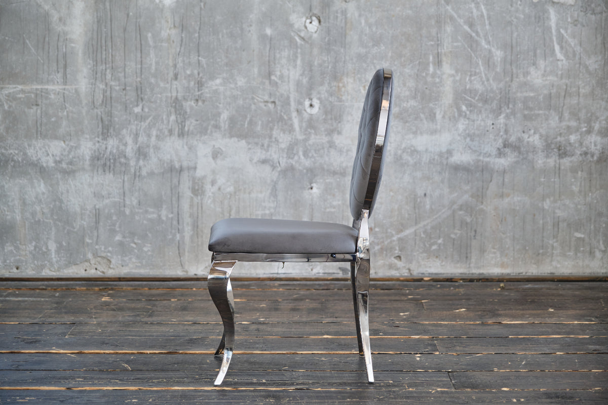 KAWOLA Stuhl LINDA Esszimmerstuhl Barock Velvet grau