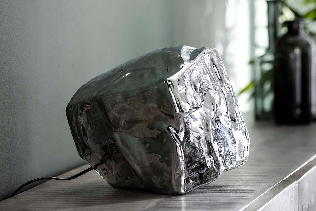 KAWOLA Tischleuchte EDESSA Tischlampe Glas silber