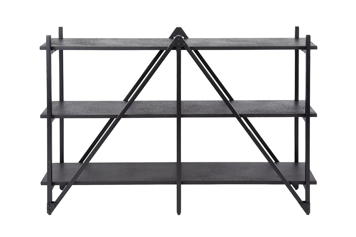 KAWOLA Wandregal PEARA 130 cm MDF-Holz schwarz 3 Stufig