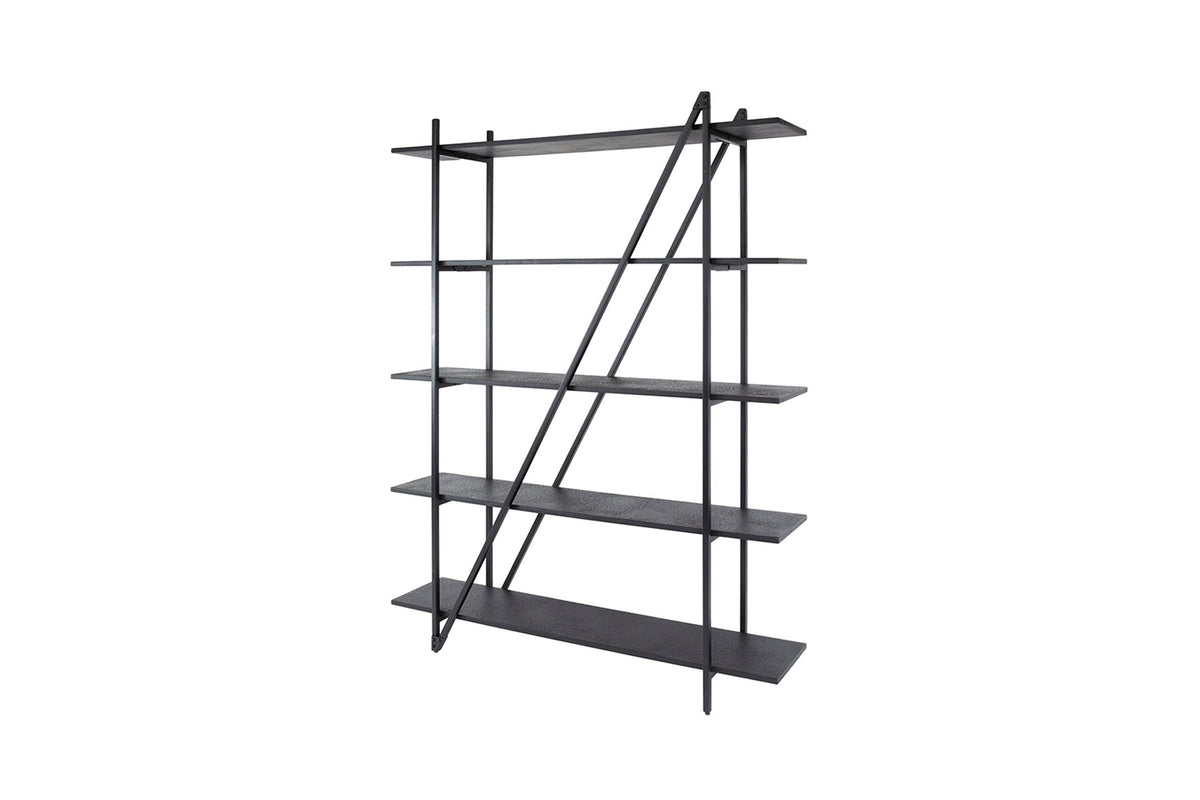 KAWOLA Wandregal PEARA 140 cm MDF-Holz schwarz 5 Stufig