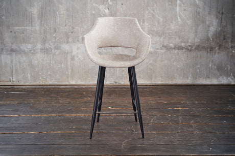 B-Ware KAWOLA Barhocker ZAJA Barstuhl Sitzhöhe 76 cm Microfaser creme weiß
