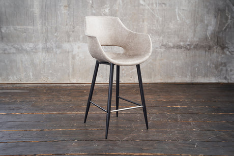 B-Ware KAWOLA Barhocker ZAJA Barstuhl Sitzhöhe 76 cm Microfaser creme weiß