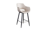 B-Ware KAWOLA Barhocker ZAJA Barstuhl Sitzhöhe 76 cm Microfaser creme weiß