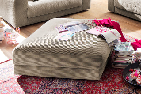 B-Ware KAWOLA Big Hocker MADELINE Polsterhocker Cord taupe