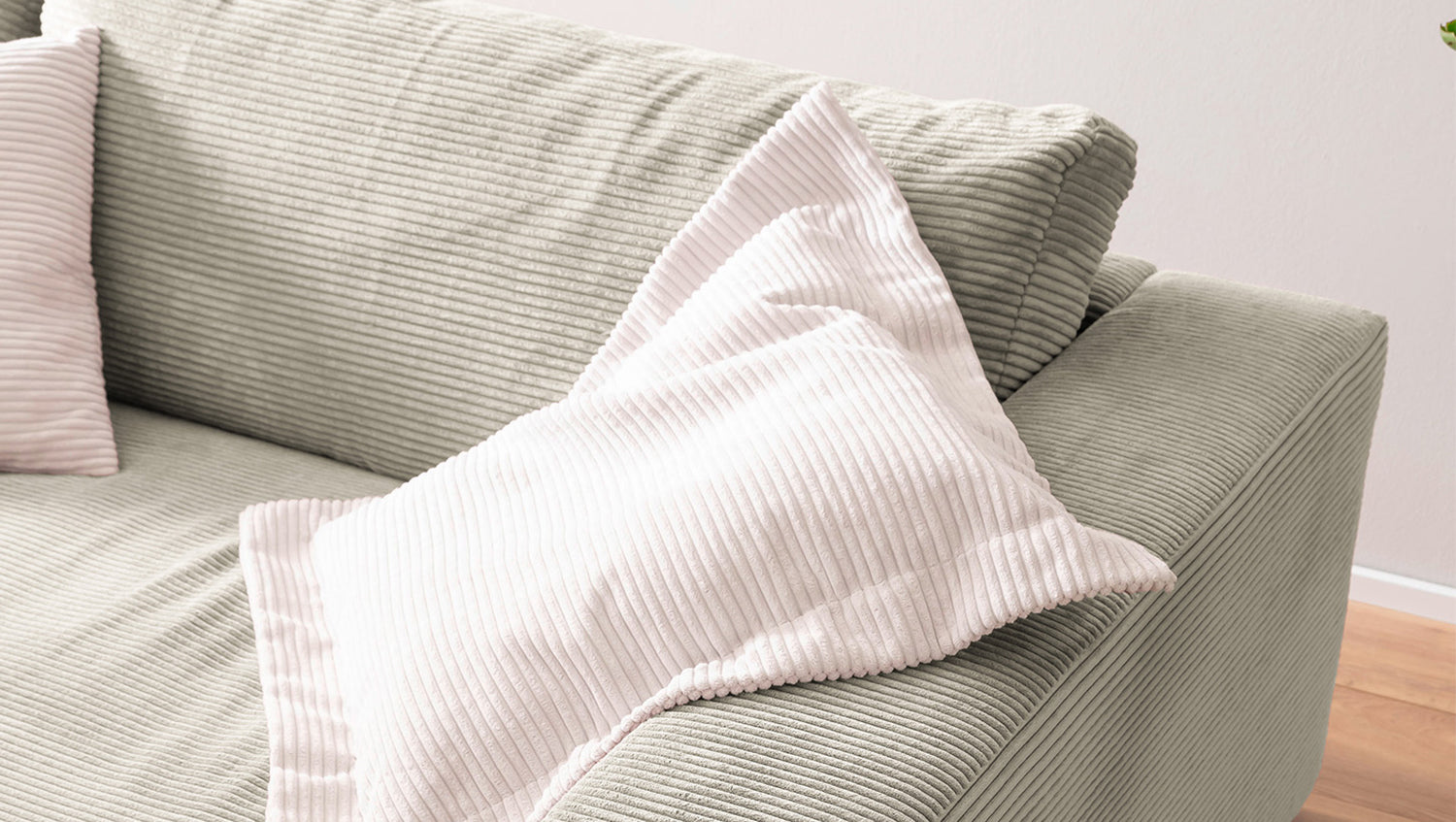 B-Ware KAWOLA Big Sofa MADELINE Cord steingrau