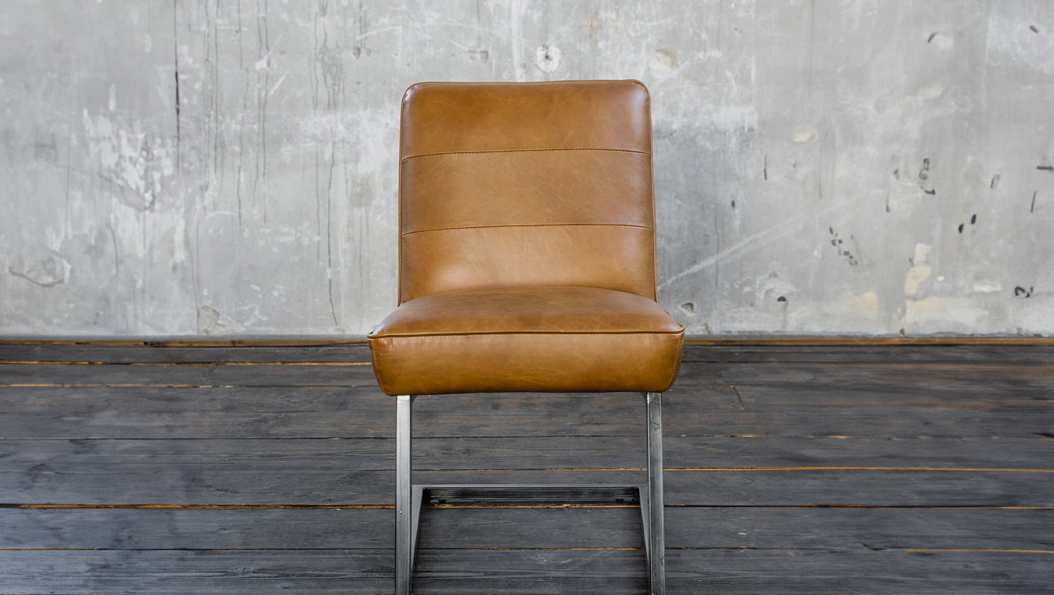 B-Ware KAWOLA Esszimmerstuhl SALI Freischwinger Vintage-Leder braun
