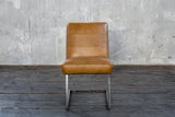 B-Ware KAWOLA Esszimmerstuhl SALI Freischwinger Vintage-Leder braun