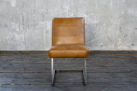 B-Ware KAWOLA Esszimmerstuhl SALI Freischwinger Vintage-Leder braun