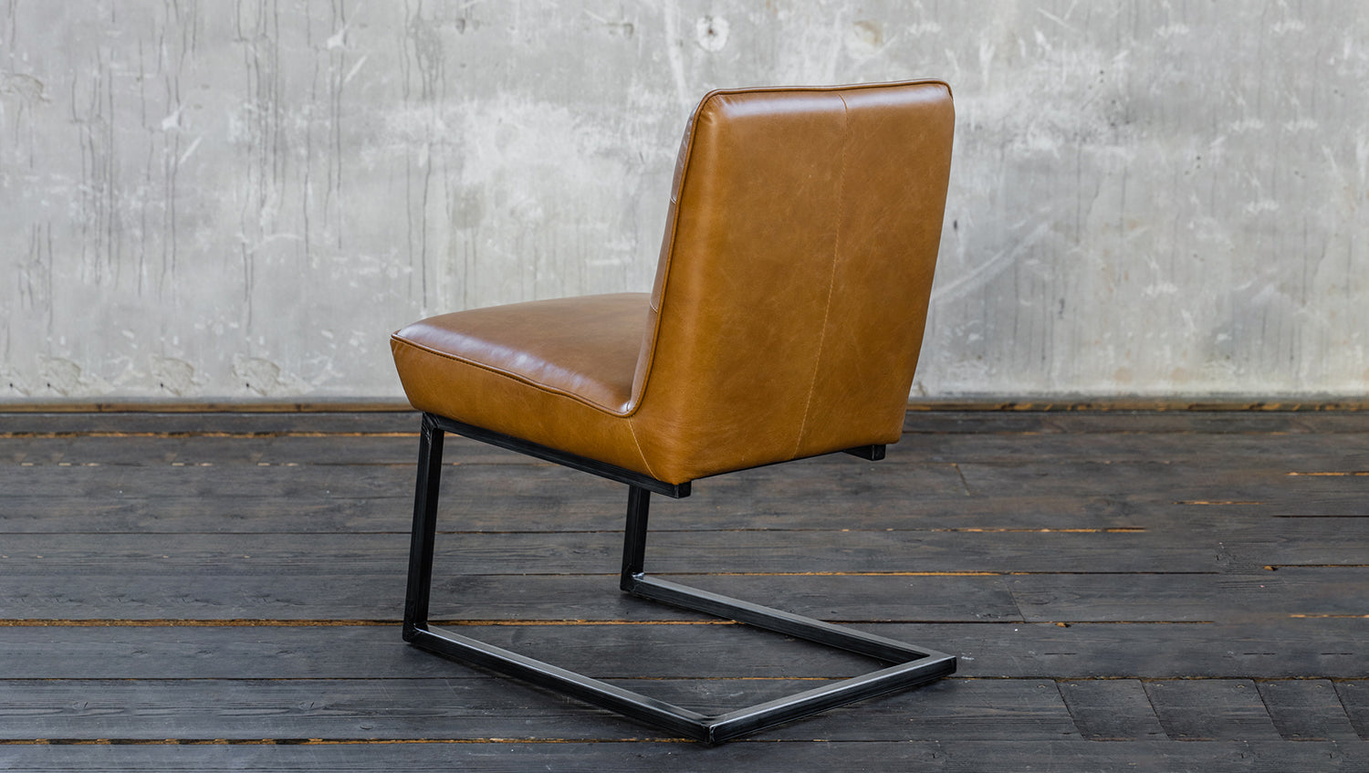 B-Ware KAWOLA Esszimmerstuhl SALI Freischwinger Vintage-Leder braun