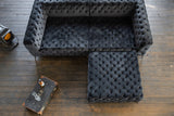 B-Ware KAWOLA Hocker NARLA Chesterfield Velvet schwarz