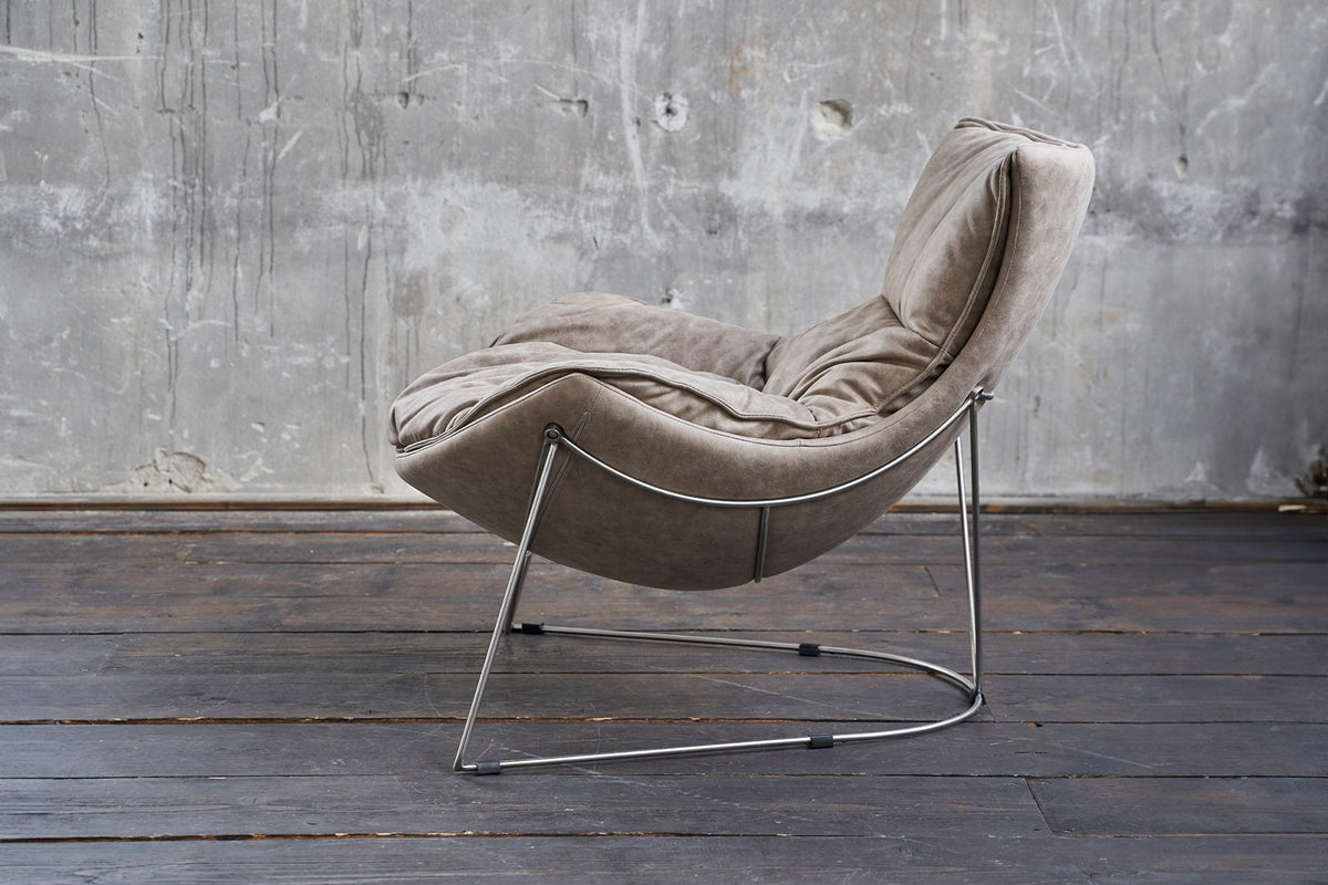 B-Ware KAWOLA Sessel FINA Polstersessel Metallgestell Microfaser beige