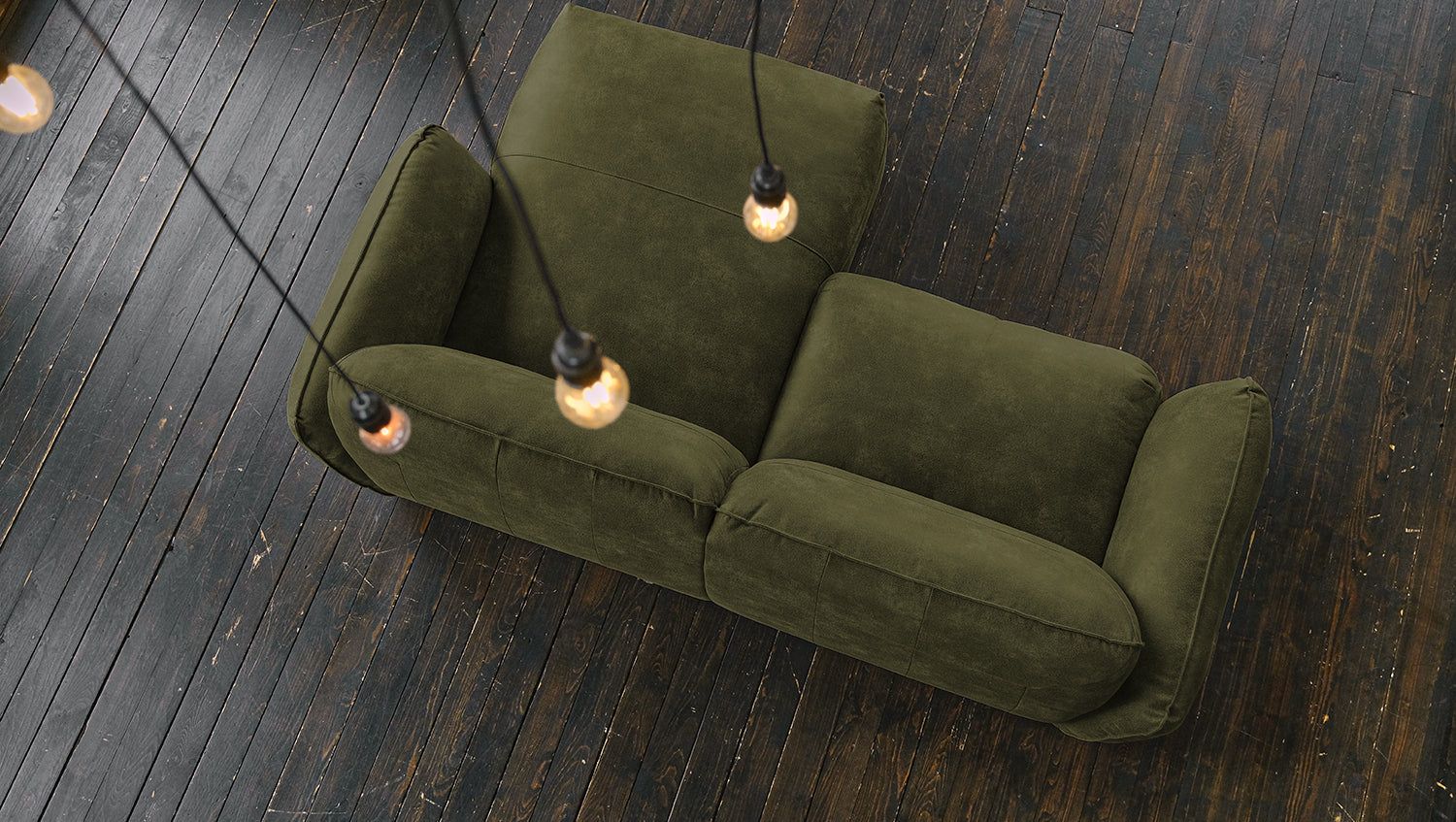 B-Ware KAWOLA Sofa DAVITO Ecksofa Lederimitat im Vintagelook olivgrün Recamiere rechts