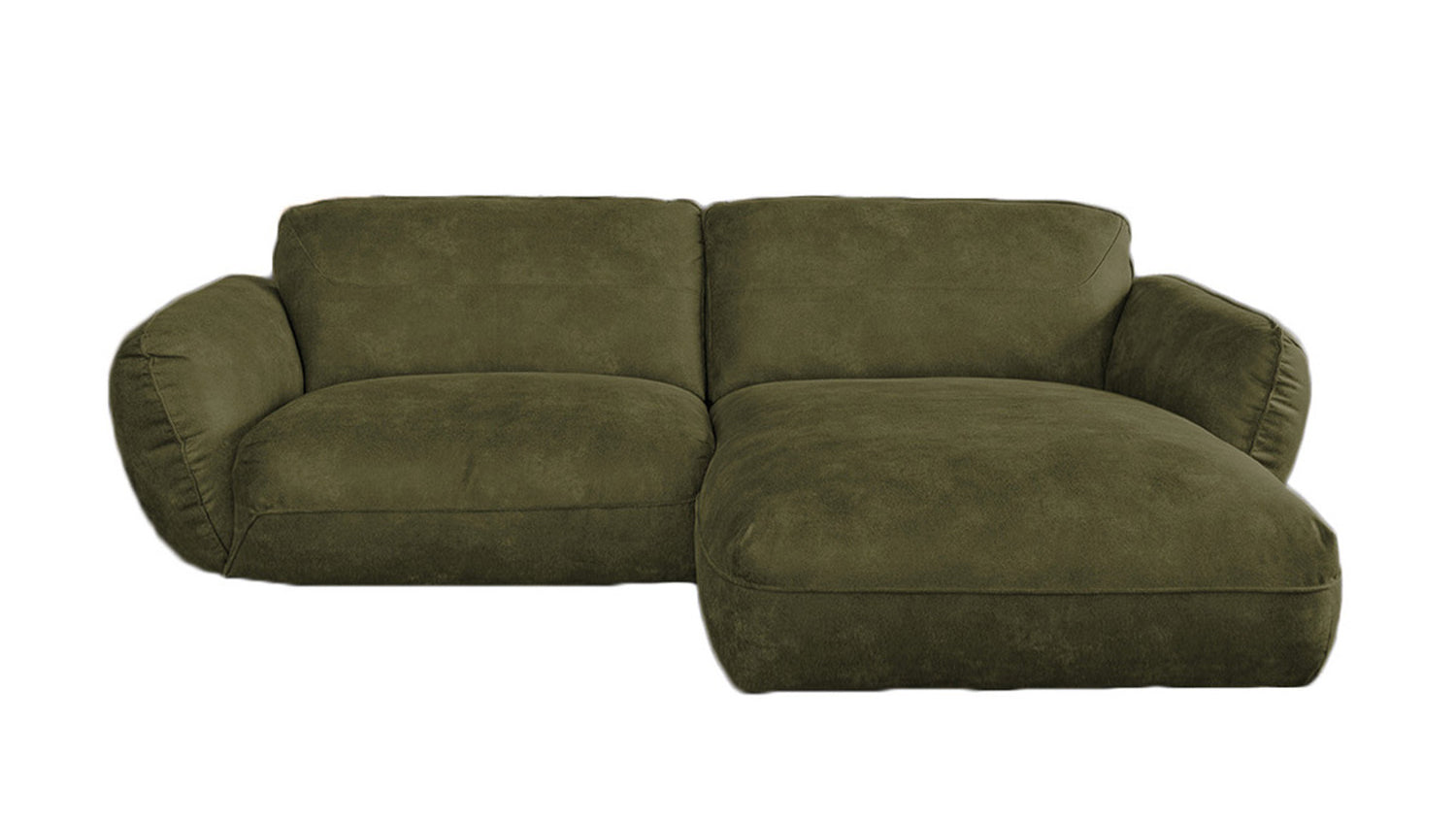 B-Ware KAWOLA Sofa DAVITO Ecksofa Lederimitat im Vintagelook olivgrün Recamiere rechts
